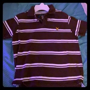Boys brown and white striped collared shirt!!